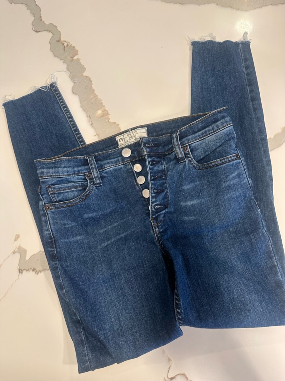 Free People Dark Blue Women’s Button-Fly Jeans